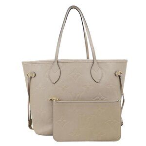 Louis Vuitton  Neverfull MM Empreinte Leather Tote Shoulder Bag Beige